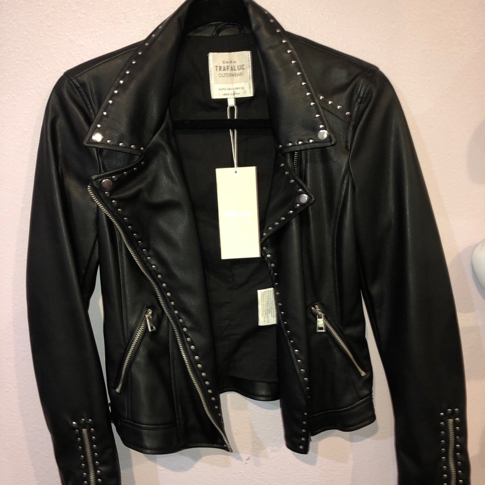 Zara studded leather jacket
